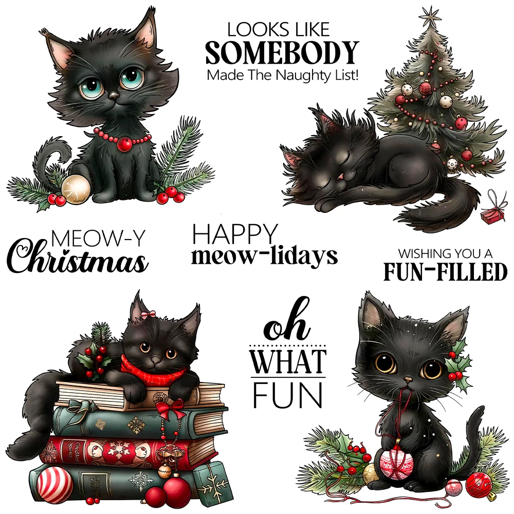 

Mangocraft Christmas Series Cute Cats Stamps Cute Animals DIY Scrapbooking Supplies Silicone Stamp For Card Making Albums Decor