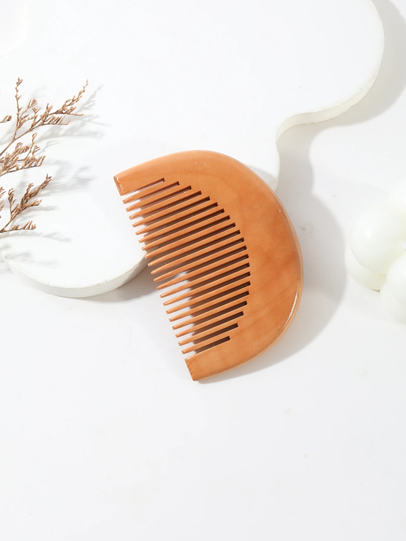 Sisir kayu persik alami, cocok untuk perawatan dan penataan rambut dan jenggot sehari-hari, sisir perjalanan portabel, khusus untuk wig rambut asli