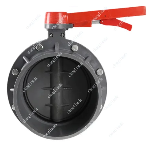 PVC Butterfly Valve, One Piece Body for Seawater Aquaculture Pipe System, Corrosion Resistant Plastic Valve