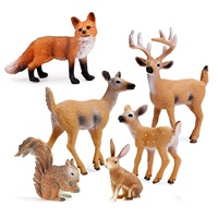 6pcs/Set Simulated Forest Animals Deer Fox Rabbit Squirrel Figures Figurines Ornaments Miniature Children Toys Cake Toppers