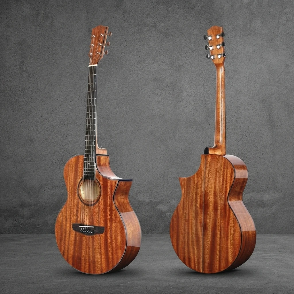 Gloss Steel String Acoustic Guitar, 6 Strings, Special Cutaway, Folk Style, Chrome Tuners, Dot Inlay for Beginner Practice