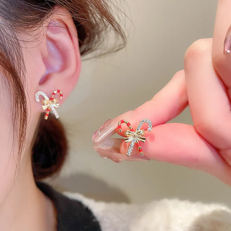 High End Luxury Style Silver Color Inlaid Multi-color Zircon Sugar Cane Earrings Women's High End Banquet Jewelry Earrings