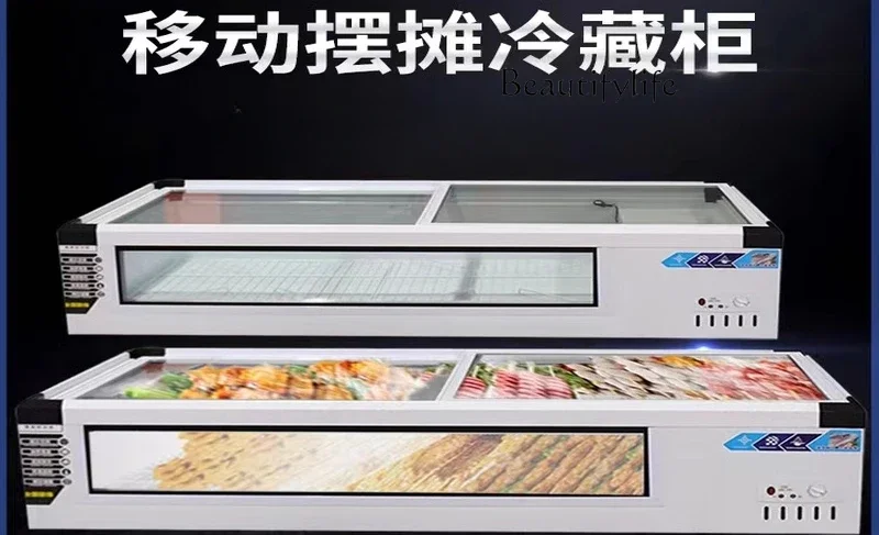 

yj7 Desktop refrigerated display cabinet stall fresh-keeping refrigerated freezer horizontal barbecue display cabinet