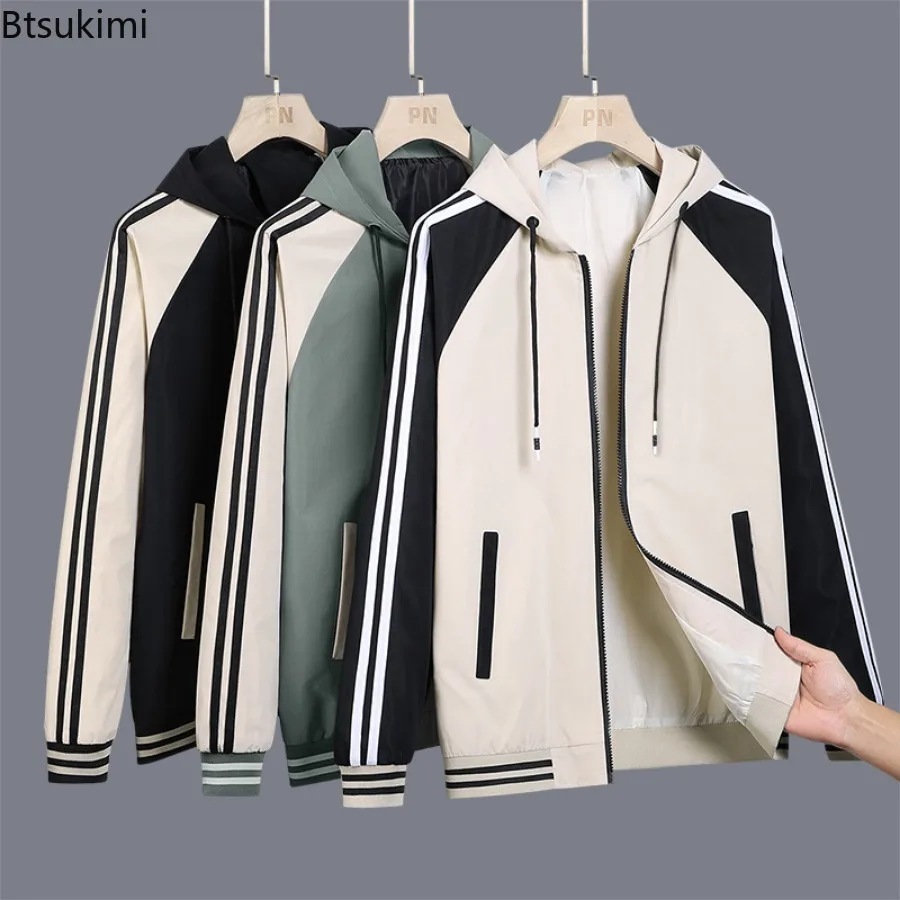 Men's Spring Autumn Baseball Uniform Korean Style Fashion Patchwork Casual Hooded Coats Male Loose Comfortable Sport Jacket Tops