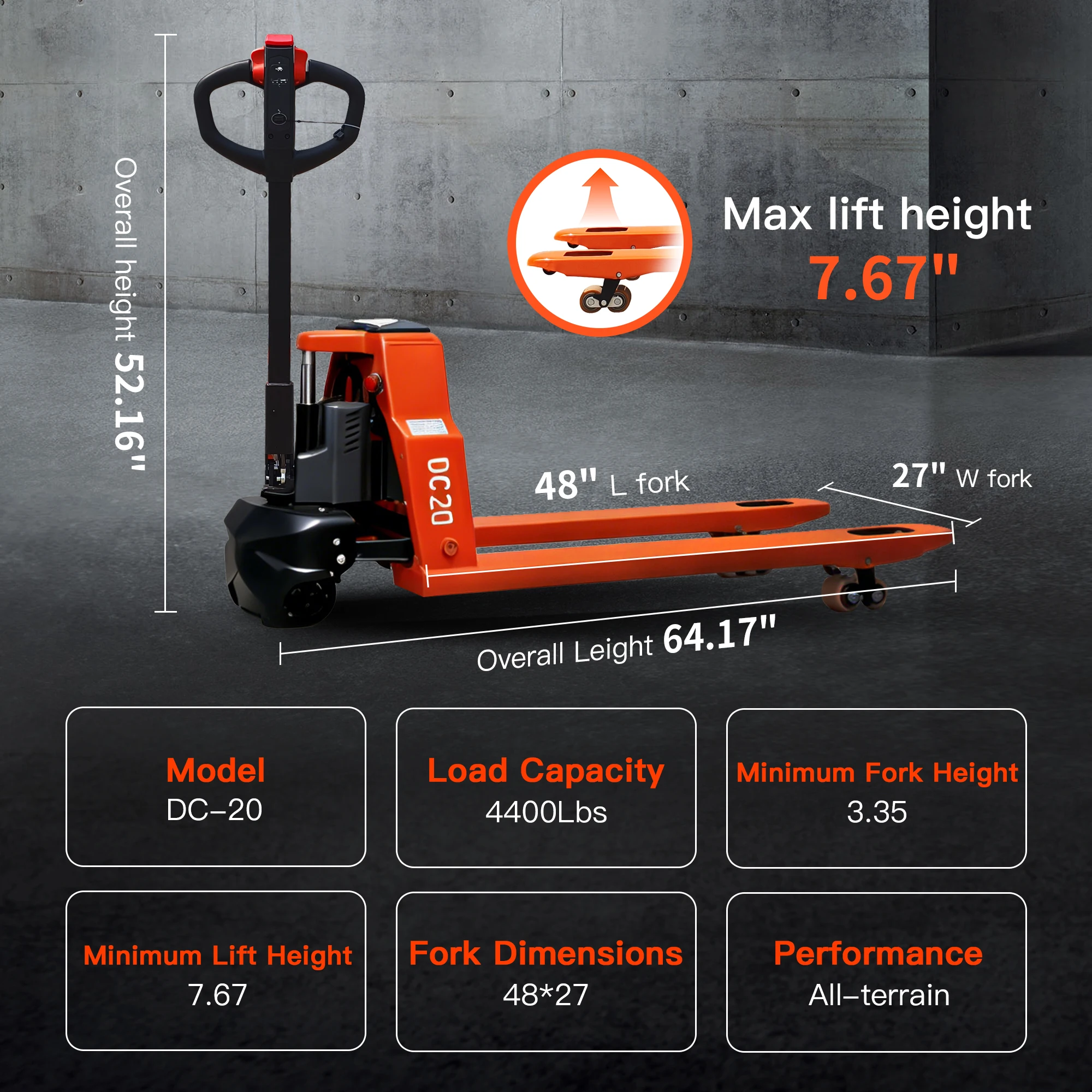 

Электрическая тележка для поддонов с литиевым аккумулятором, грузоподъемность 2000 кг, вилы 122 см (длина) x 69 см (ширина) для склада и транспортировки материалов