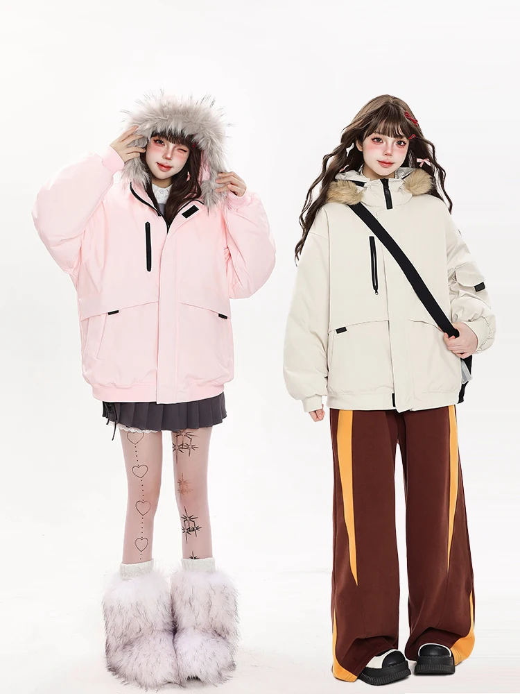 

90 White Du down Parka Ultra-Light Loose Fit Winter Jaet Korean Sle Commute Faion Long Sve Zipper Closure Coat