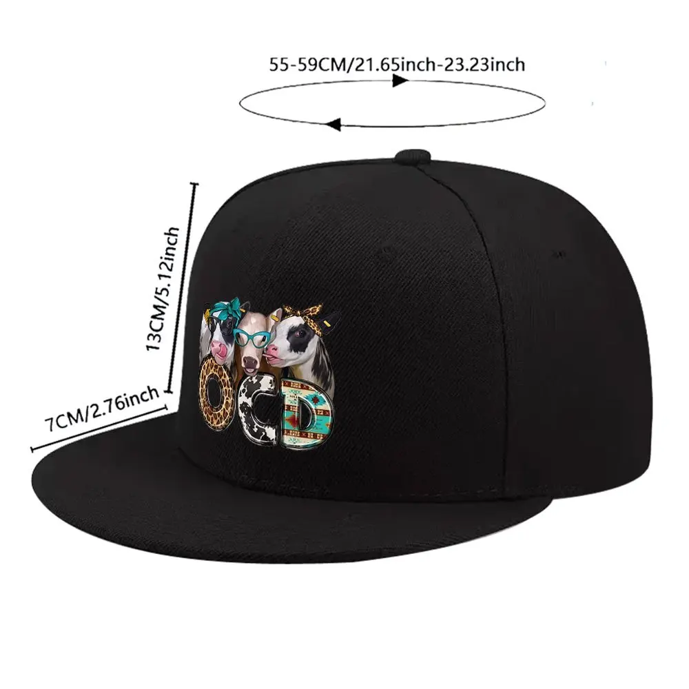 1pc Men'S Baseball Cap | Obsessive Cow Disorder Print, Multicolor, Hip-Hop Flat Brim, Fashionable Party Hat
