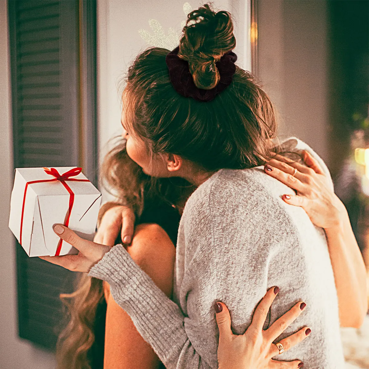 

2Pcs Elastic Hair Rings Vintage Flannelette Headb s Christmas Hair Ties Rope Practical Decorative Accessories