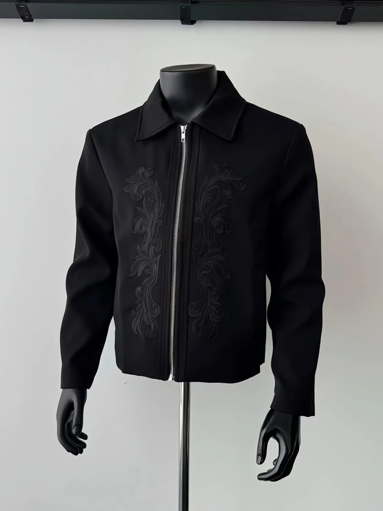 

Новый китайский костюм с вышивкой, мужская куртка-бомбер с воротником-стойкой, осенняя модная верхняя одежда для молодежи, комбинированный дизайн