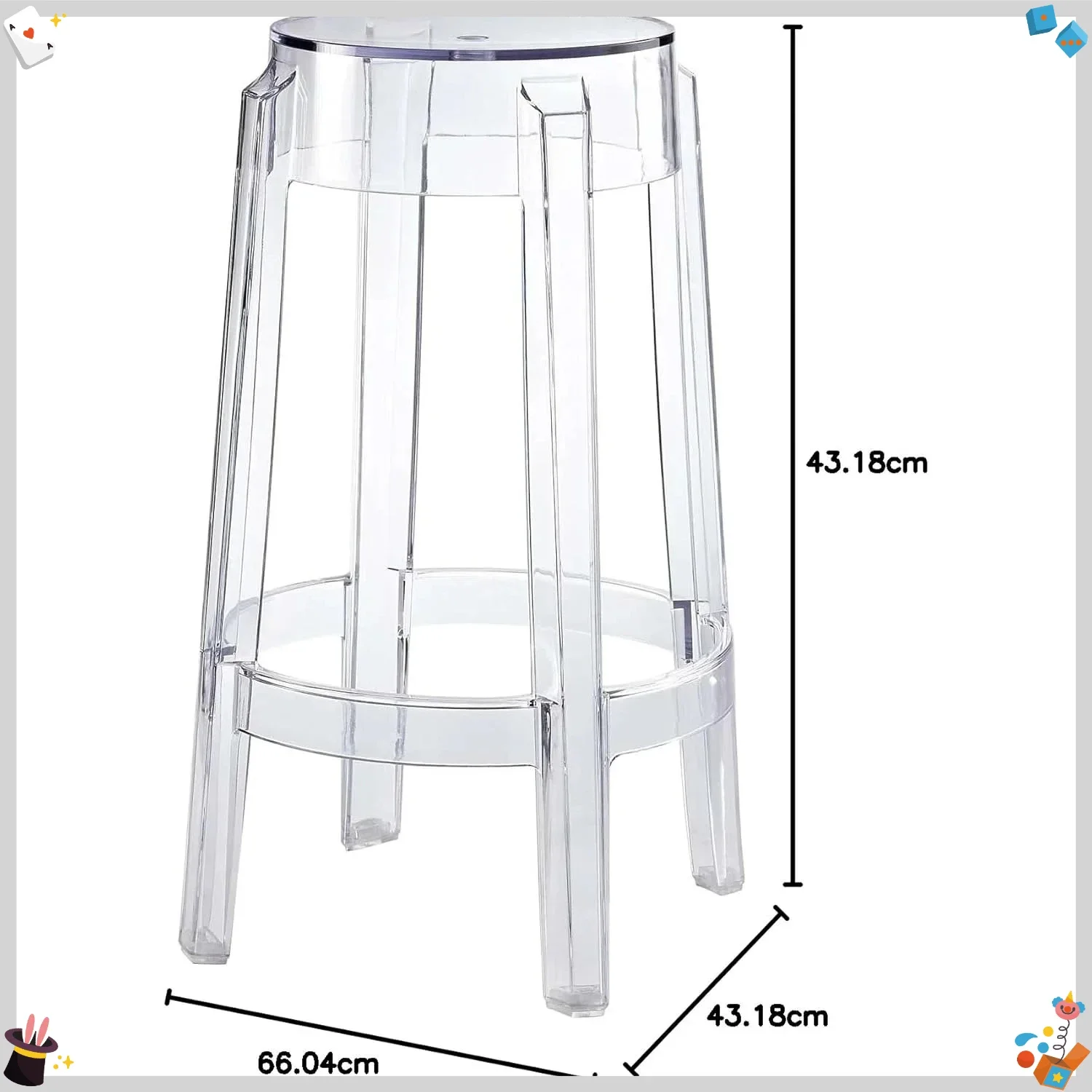 Modern Acrylic Counter Bar Stool in Clear - Fully Assembled