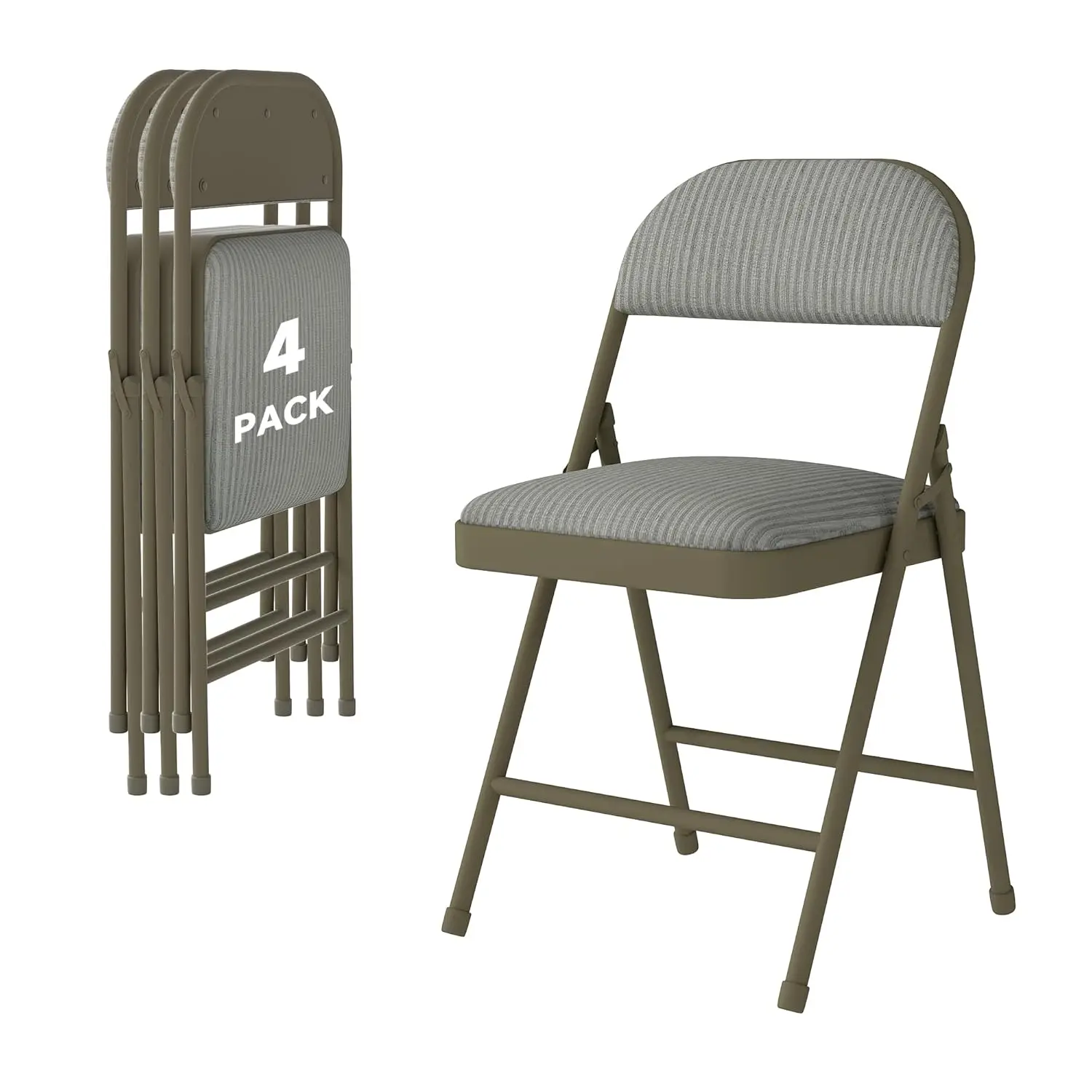 

4 Pack Folding Chairs with Padded Cushion and Back, Comfortable Soft Fabric Cushion and Steel Frame Metal, Indoor, Custom