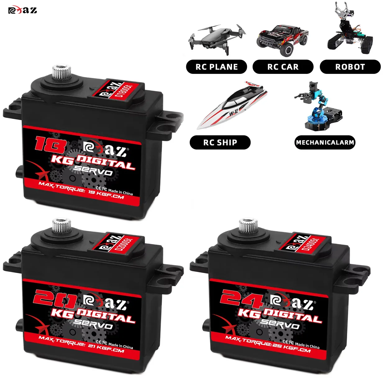RCXAZ Digital Servo Rotation 180° Metal Gear Servo 18KG 20KG 24KG High Speed Servo for RC Car Robot Boat RC Helicopter