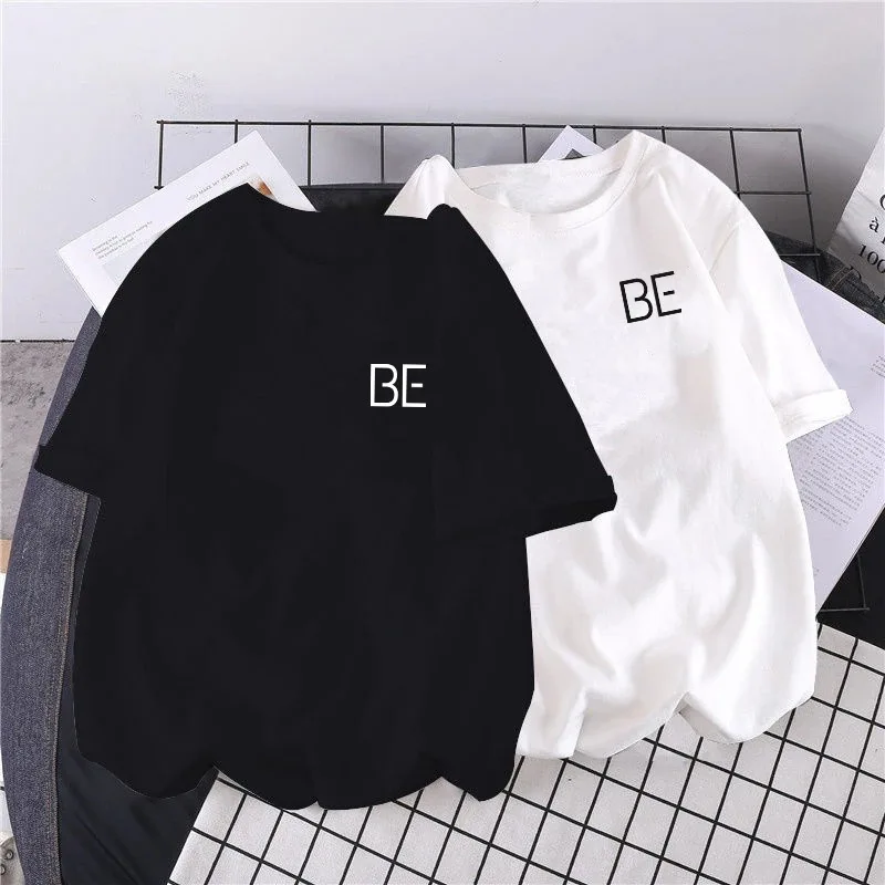 T-shirt estiva a maniche corte per donna magliette grafiche allentate con lettere stampate tutte abbinate Base Casual o-collo Tees Streetwear