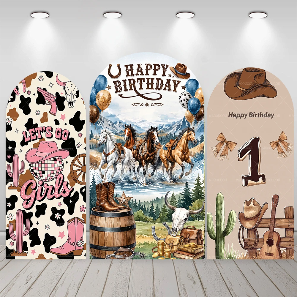 Western Cowboy Theme Arch Backdrop Cover  Boys Birthday Party Decor Little Cowboy Rodeo  Baby Shower Photography Booth Props