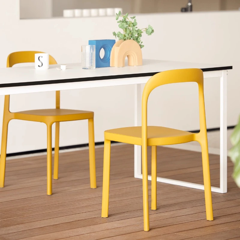 

‌ Современный минималистичный обеденный стул, штабелируемая пластиковая спинка, сиденье для уличного ресторана, стильная гостиная на балконе