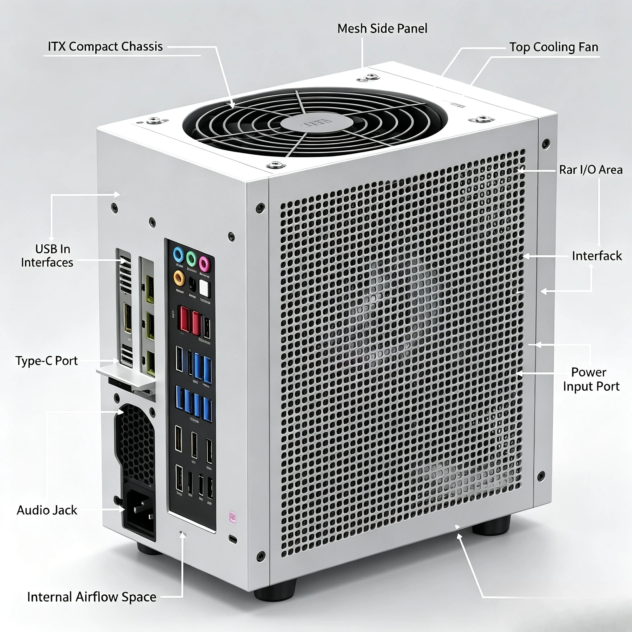 M21/M31 Mini ITX Chassis, Support 120mm AIO Water Cooling, Low‑Profile GPU, 1U Flex Power Supply Compact PC Case