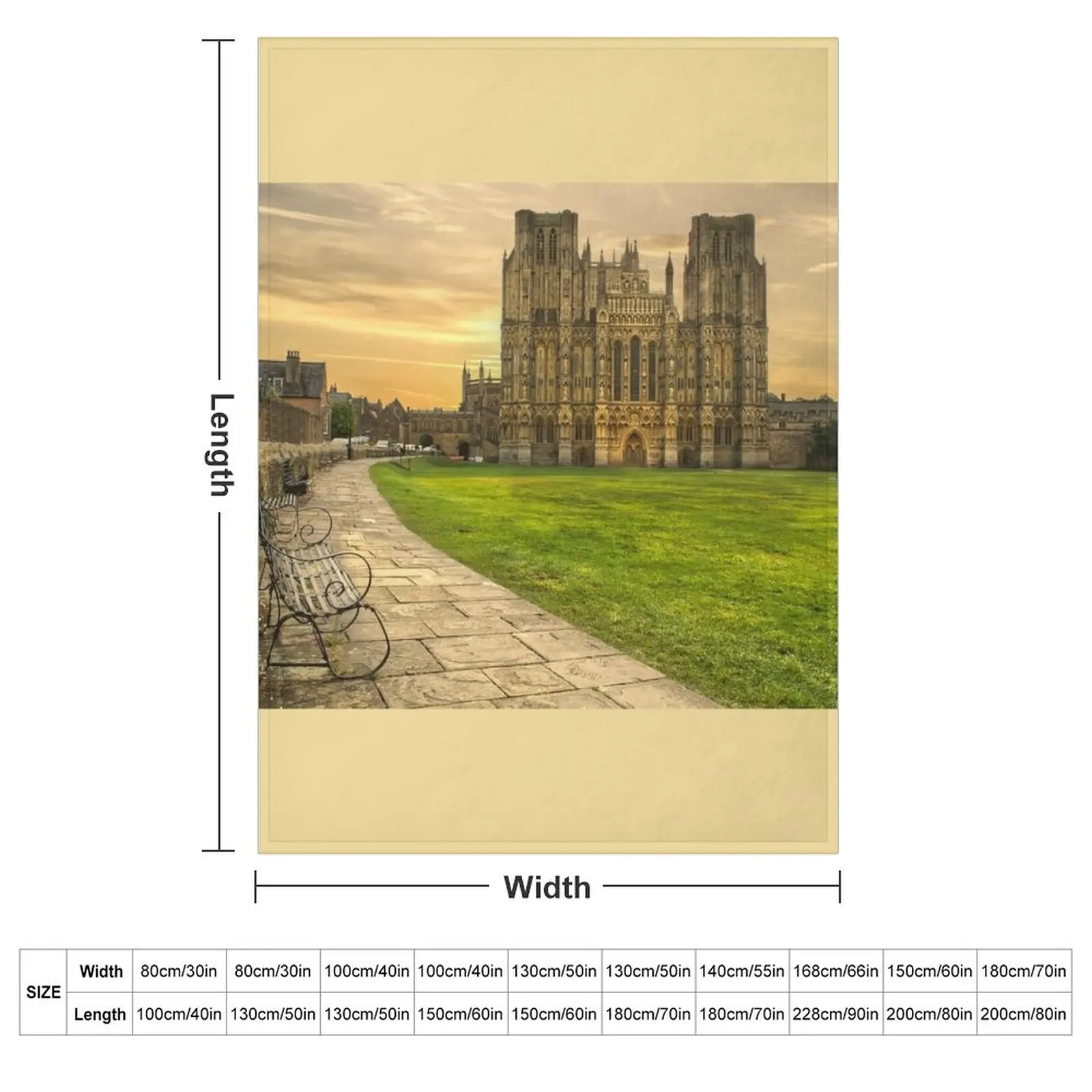 Wells Cathedral at Sundown Throw Blanket Luxury Luxury Thicken Camping Vintage Plush Soft Beds Blankets