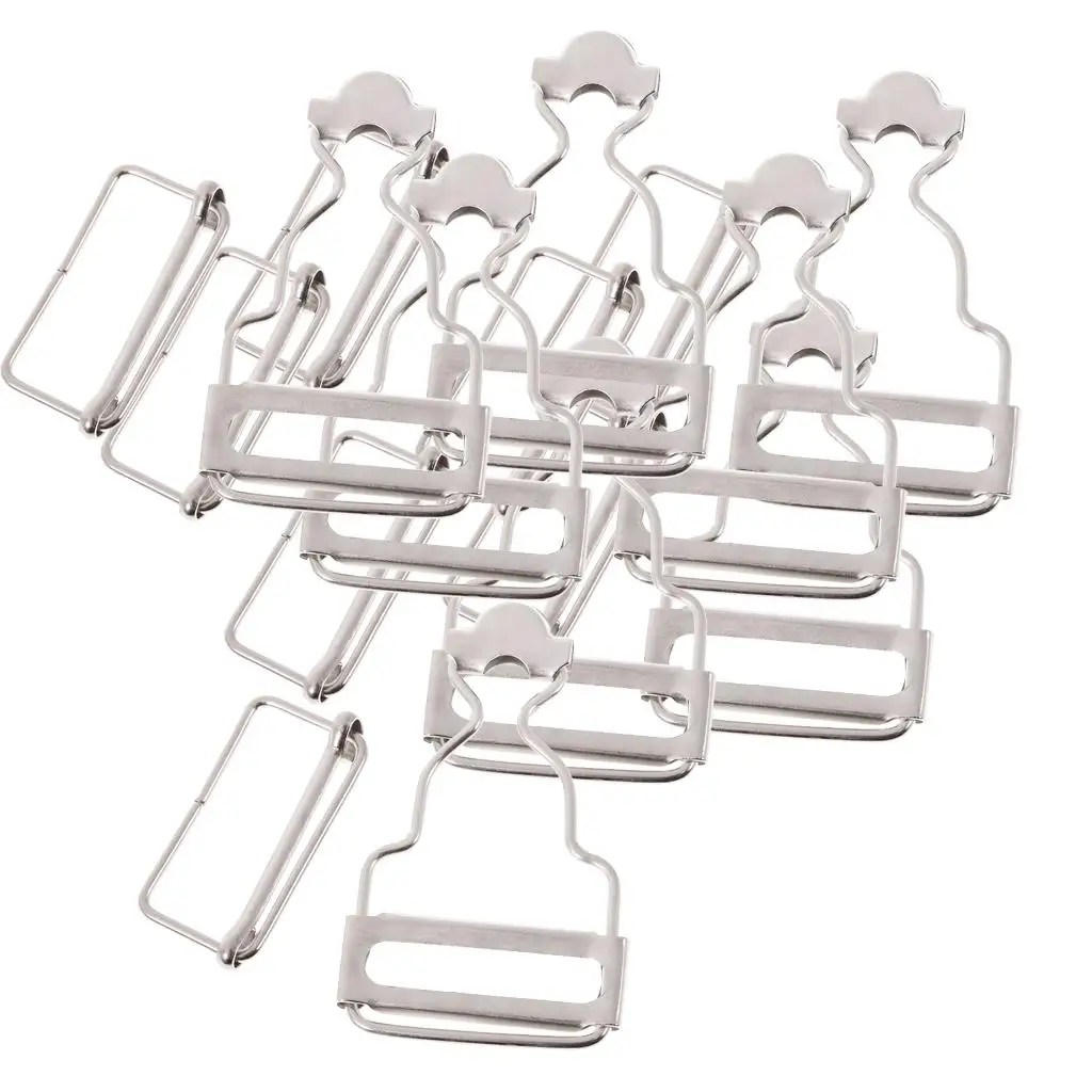 2 of 6 Sliver Dungaree Fasteners Clip Brace Clasp Buckles for Suspender