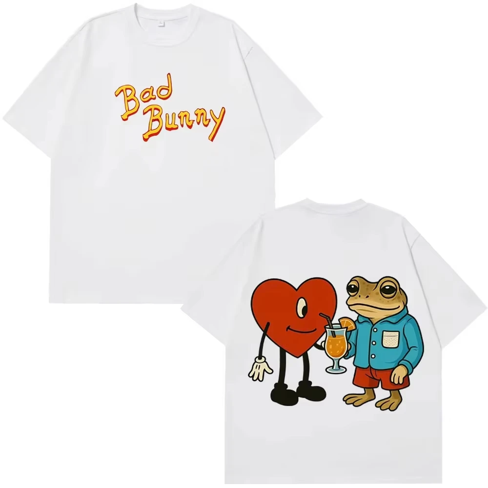 Summer Harajuku Style Pure Cotton T-Shirt, Unisex Hip Hop Tee Printed with Rapper Bad Bunny DTMF Debi Tirar Mas Fotos T-Shirt