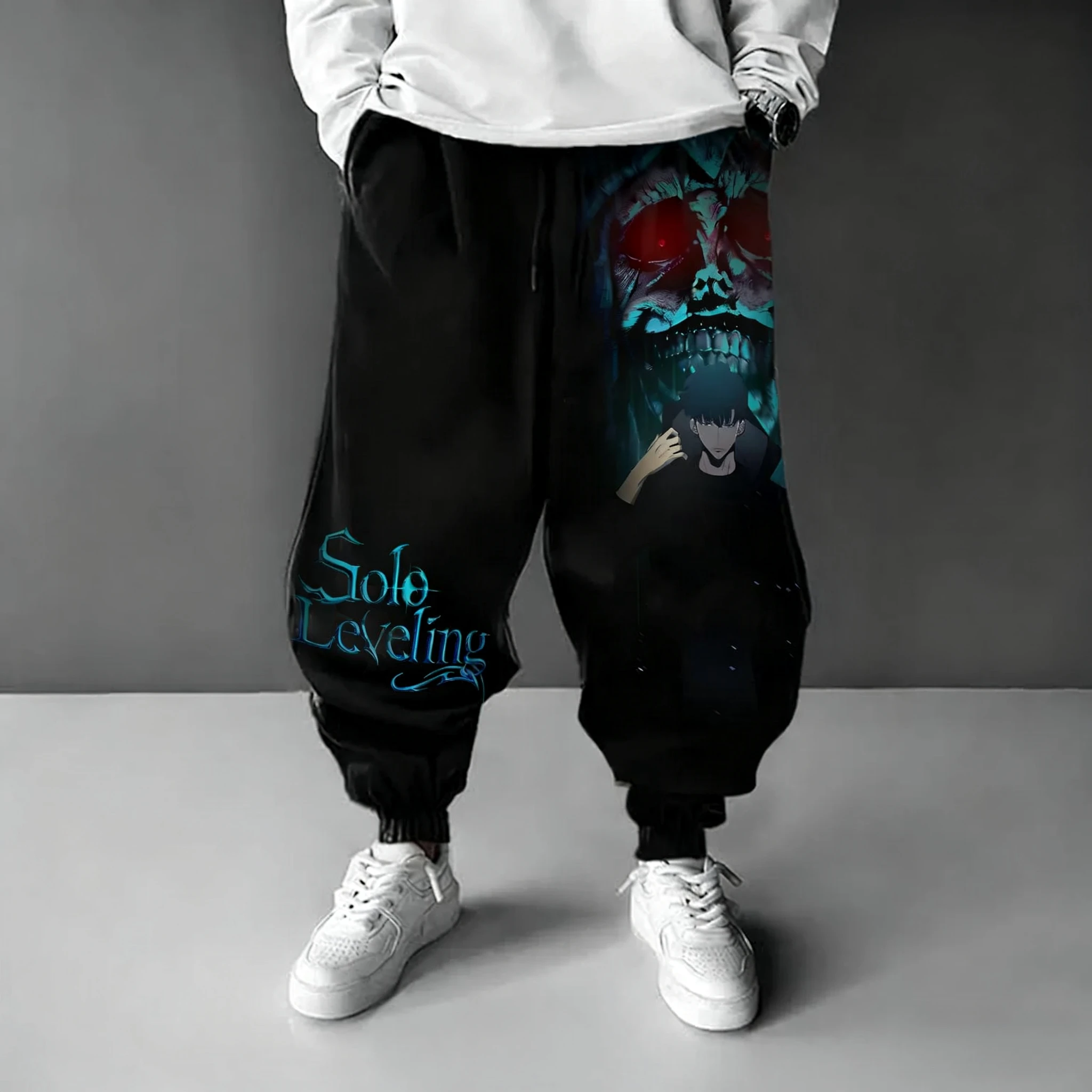 Solo Leveling Anime Collaboration Sweetpants Autumn/Winter New Men's and Women's Hip Hop Trend Y2K Casual Loose Sports Pants