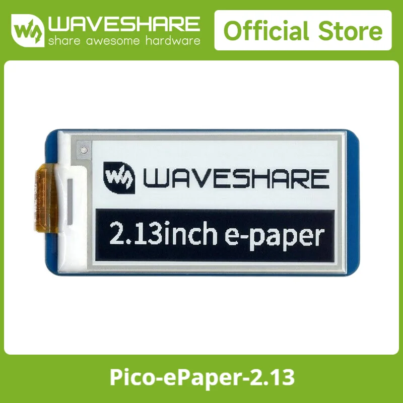 Waveshare 2.13inch E-Paper E-Ink Display Module for Raspberry Pi Pico, 250*122, Black / White, SPI, Paper-Like Effect, Low Power