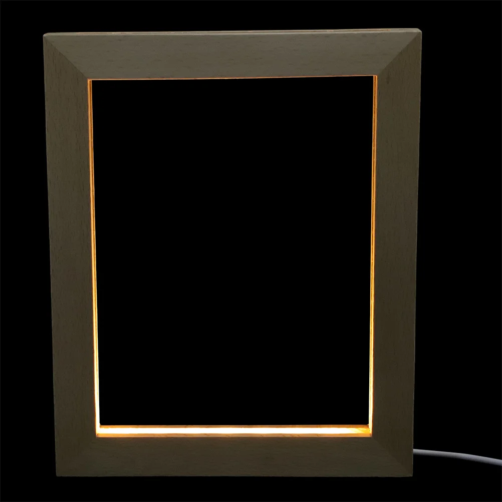 Glowing Photo Frame Table Vintage Picture Frames Luminous Holder for Gift LED Light Wooden USB Table Picture Frame for Home