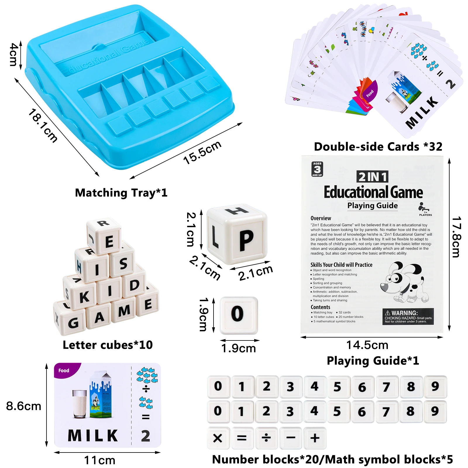 2 in 1 Learning Toy Letter and Number Games for Early Education Letter Recognition Word Card Spelling Toy Gift Children 3+ Years