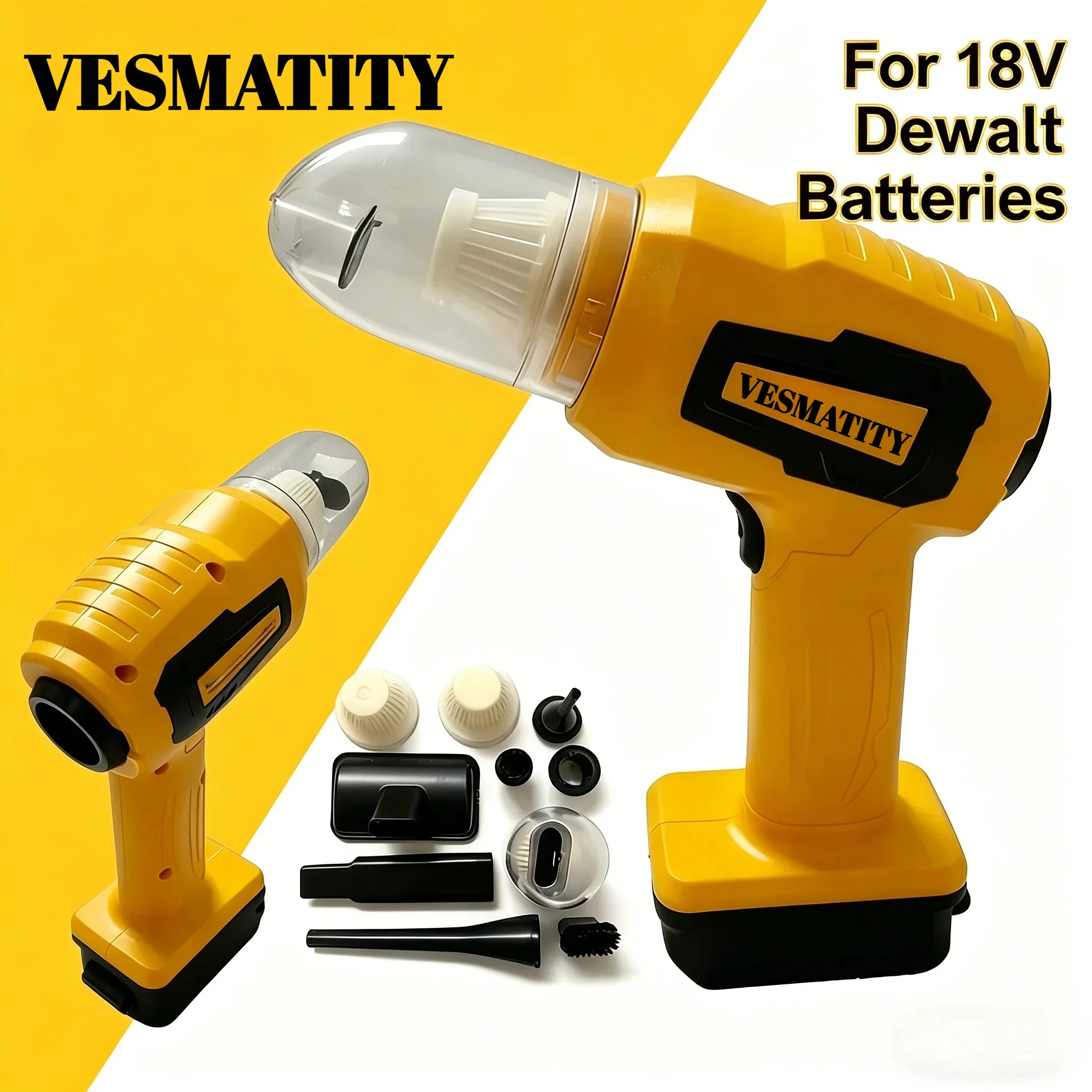 Handheld Car Vacuum Cleaner Cordless with Multi-Nozzles 2-In-1 Vacuum Cleaner and Air Duster for Dewalt Battery