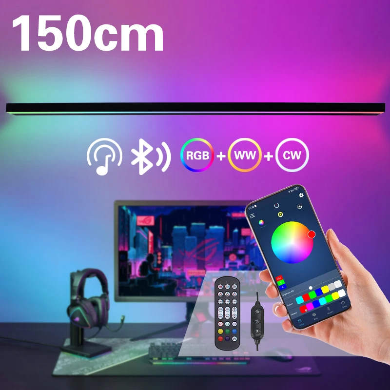 

150cm RGB Long strip wall lamp Bluetooth remote control light Multicolor creative Bar bathroom living room wall lamp 120cm 55cm