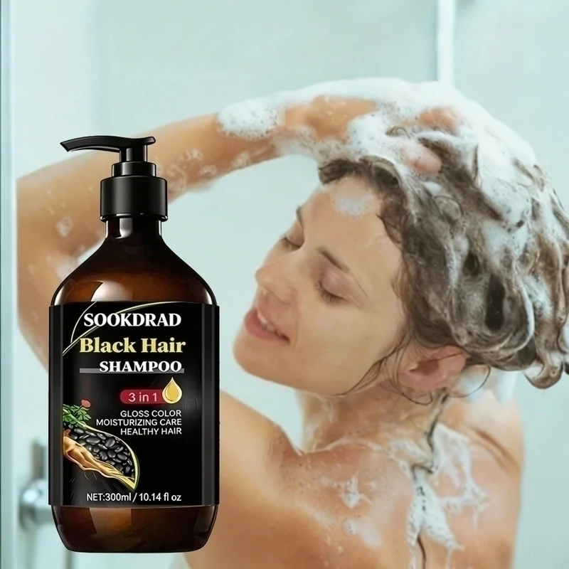 Black Hair Shampoo Herbal Extract Nourish Scalp For All Hair Types