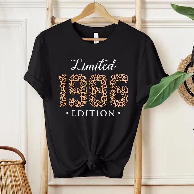 Vintage 1986 60th Birthday Print T-Shirt Women Retro Casual Tee for Birthday Gift & Daily Wear 1986 Limited Edition Tees Tops