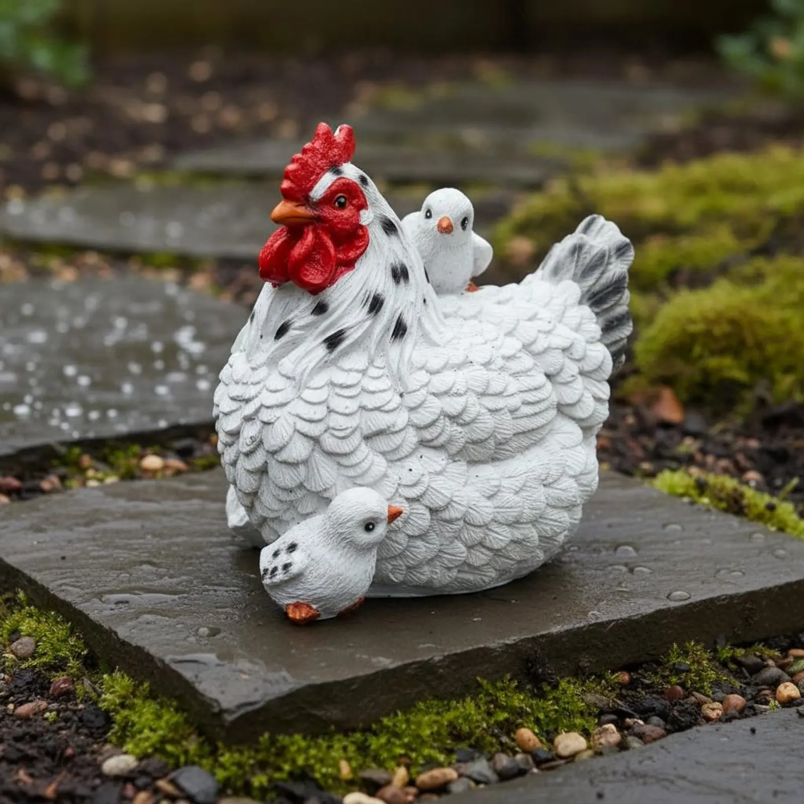 Mother Hen Sculpture Realistic Look Farm Hen Ornament Farm Creature Ornament Lifelike Garden Decor Handmade for Yard, Tabletop