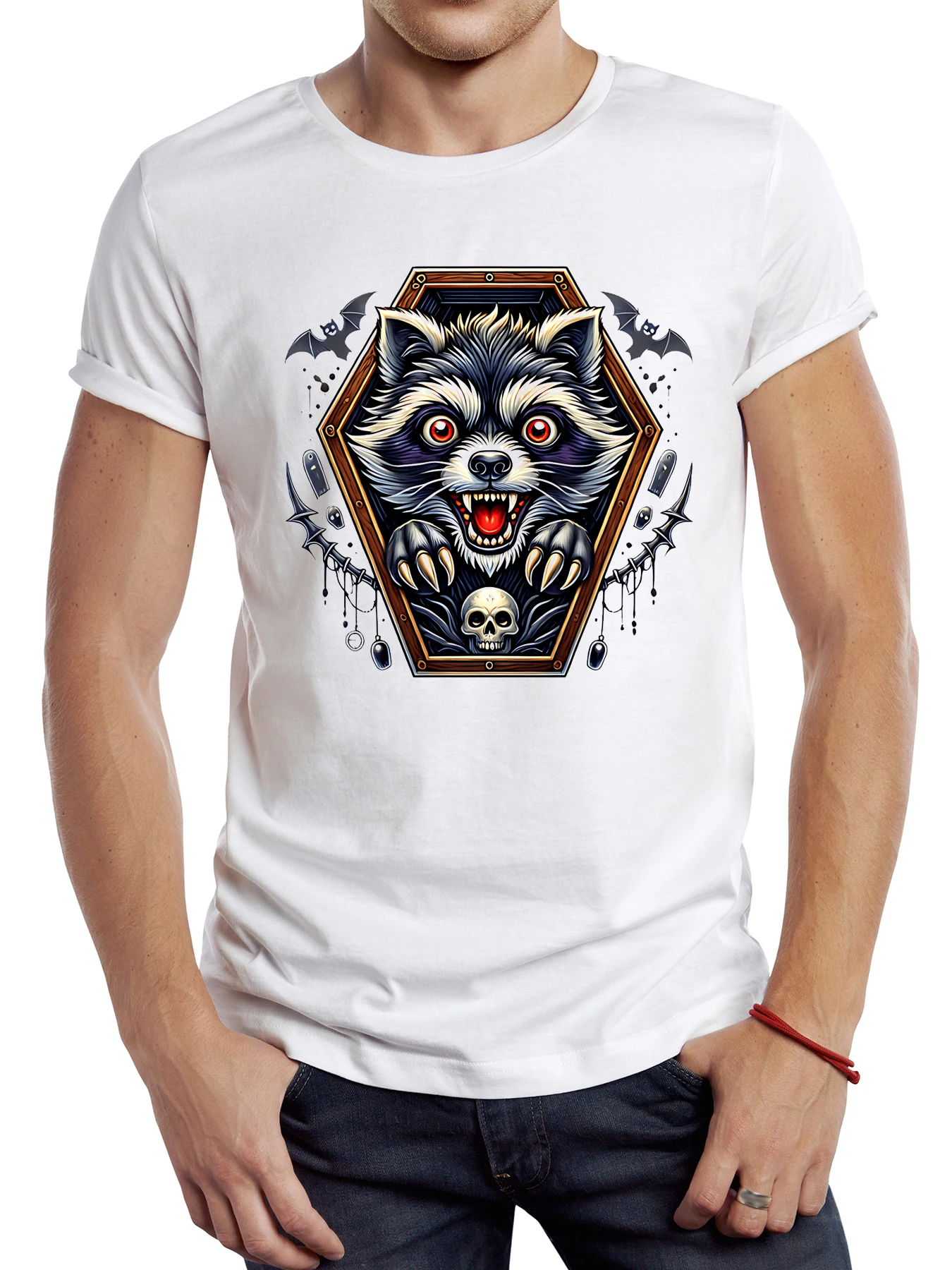 

FPACE Novelty Halloween Panda Men T-Shirt Retro Feral Girl Pumkin Raccoon Printed T shirt Sport Trasher Tops Hipster Tee