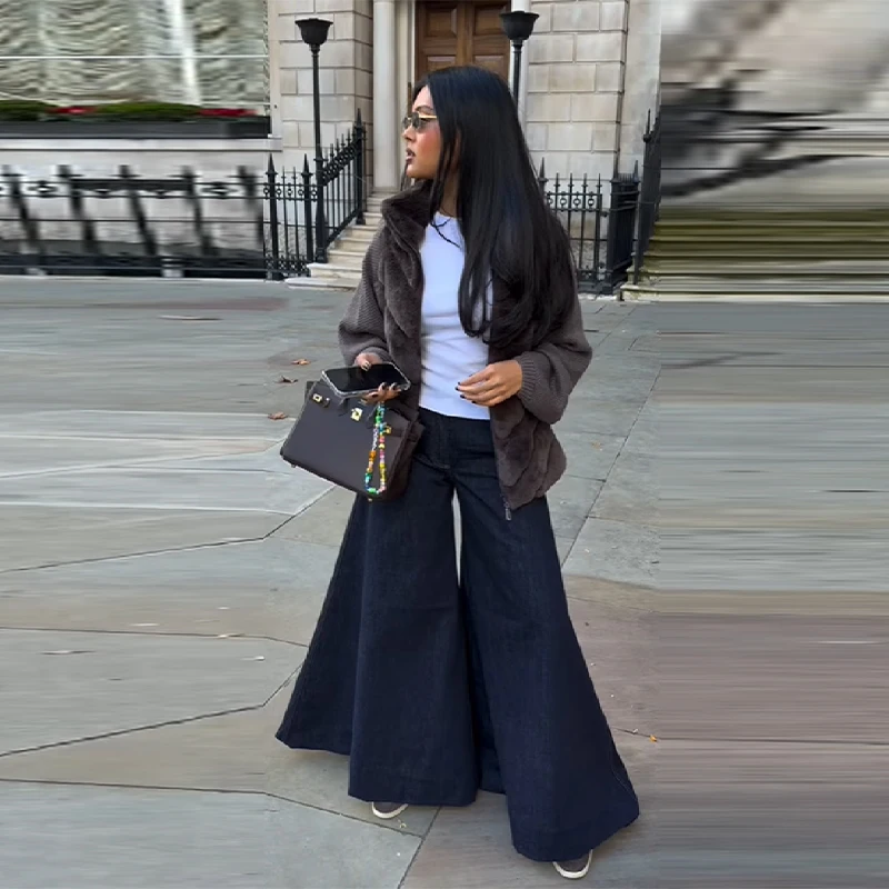 

2025 New Elegant Faux Fur Patchwork Jacket Knitted Long Sleeved Warm Outerwear Autumn Winter Fashion casual High Streetwear