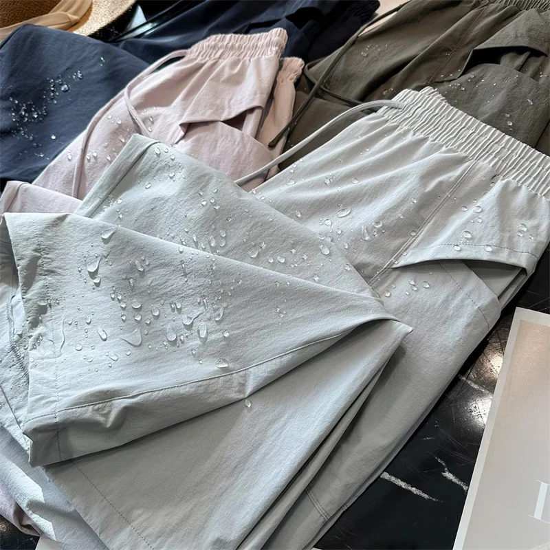 Cargo Sport Pants Women Safari Style Trousers Outdoor Quick-drying High Waist Spring Summer Thin Sun-proof Straight Casual Pants