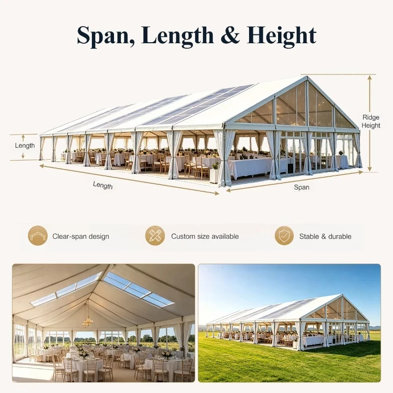 Customizable Aluminum Frame A‑Shape Tent Windproof Sun‑Shade Outdoor Shelter For Wedding Party Garden And Patio Activities
