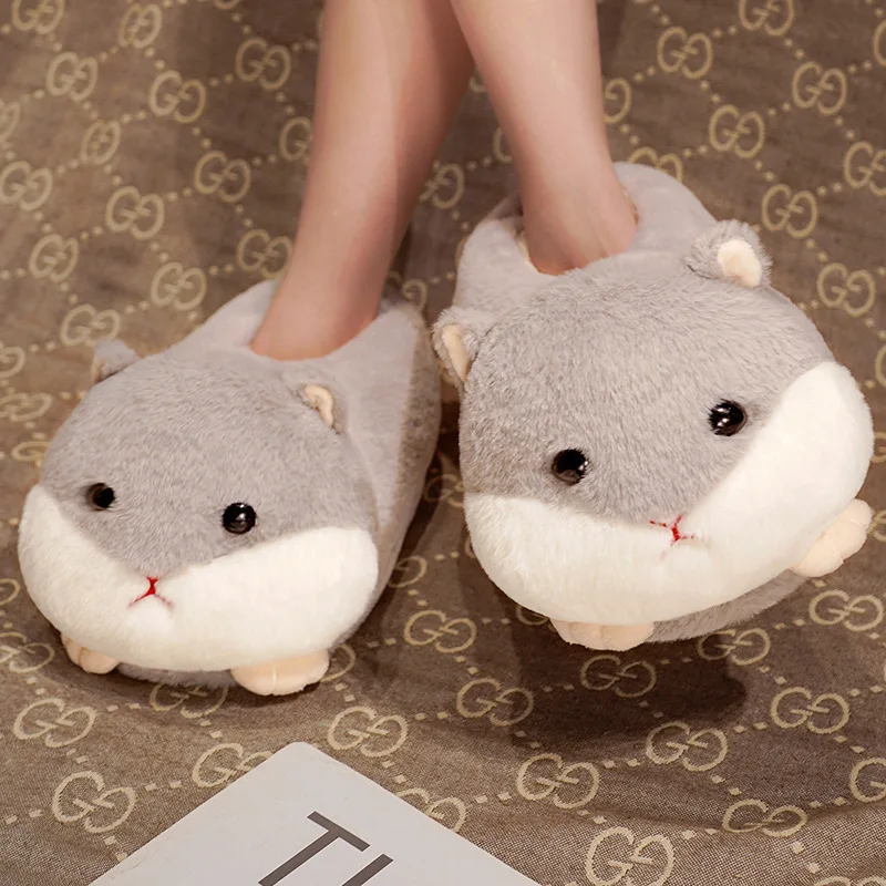 Cute Cartoon Slippers Women Men Winter Home Indoor Shoes Soft Sole Warm Plush Girls Boys Shark Husky Duck Funny Footwear