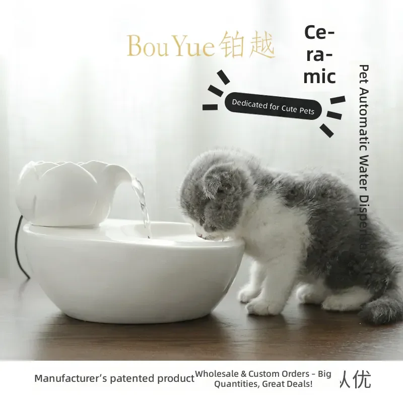 Smart Cat Water Fountain Automatic Pet Drinking Dispenser Ceramic Bowl Quiet Filtered Spring Feeder for Dogs Kittens