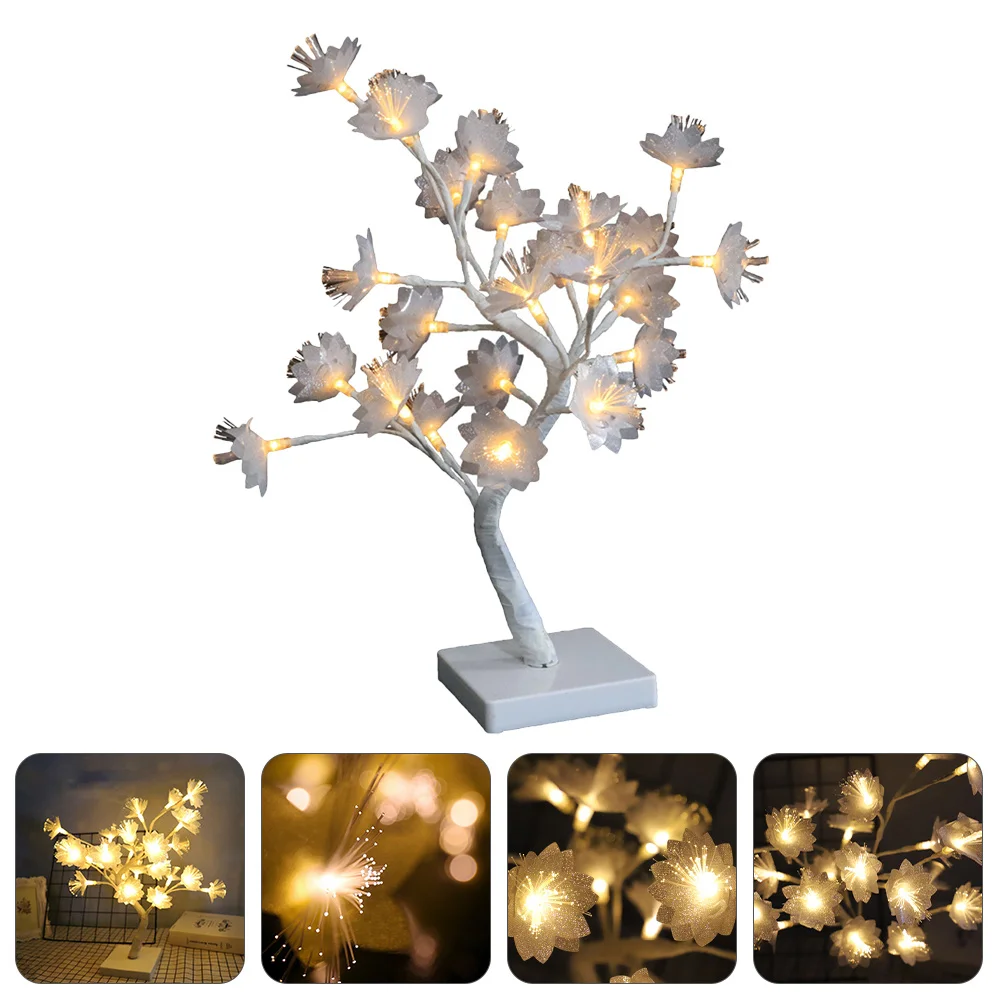 USB الألياف البصرية شجرة شكل LED مصباح الليل الإبداعية سطح المكتب ضوء ديكور السرير ضوء الليل زخرفة لغرفة النوم ديكور المنزل #4