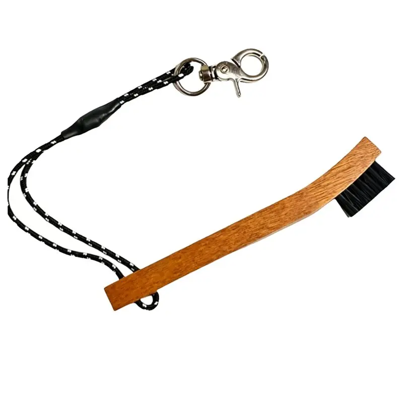 MALL Golf Ball Brush, Club Protection and Cleaning Groove, Wooden Outdoor Sports Portable Anti-Loss Wooden Brush, Nylon Brush