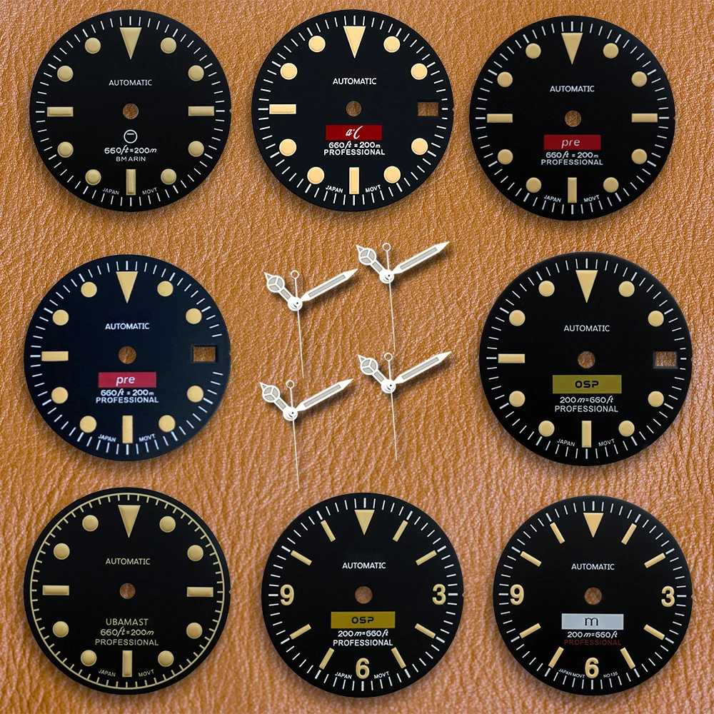 

S Logo 28.5mm NH35 Dial SUB New Retro Dial Fit NH35/NH36 Japanese Movement Green Luminous Watch Modification Accessories