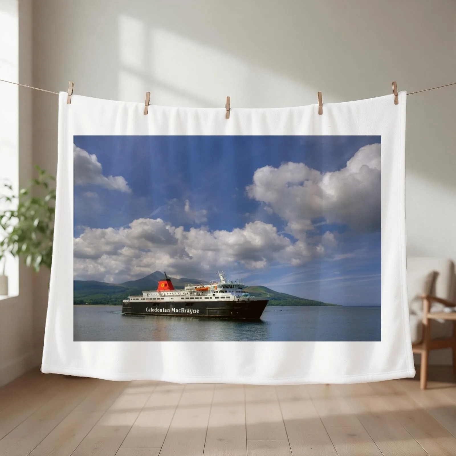 MV Caledonian Isles, Brodick Harbour, Isle of Arran Throw Blanket