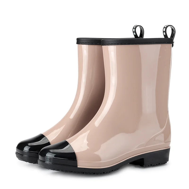 

Fashionable Waterproof Anti-slip Cotton-lined Adult Rain Boots Medium-calf Jelly Rain Shoes Warm And Comfortable Women's Foot...