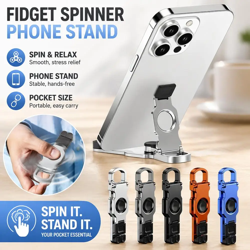 Metal Fidget Spinner Desk Phone Holder Foldable Stand for IPhone 18 17 Pro Samsung Support Telephone Desktop Bracket Accessories