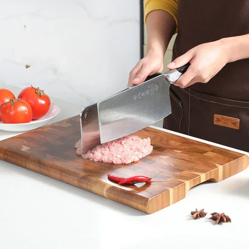 Acacia Wooden Cutting Board Natural Solid Wood Splicing Design Double-Sided Thick Kitchen Prep Tool Durable Board