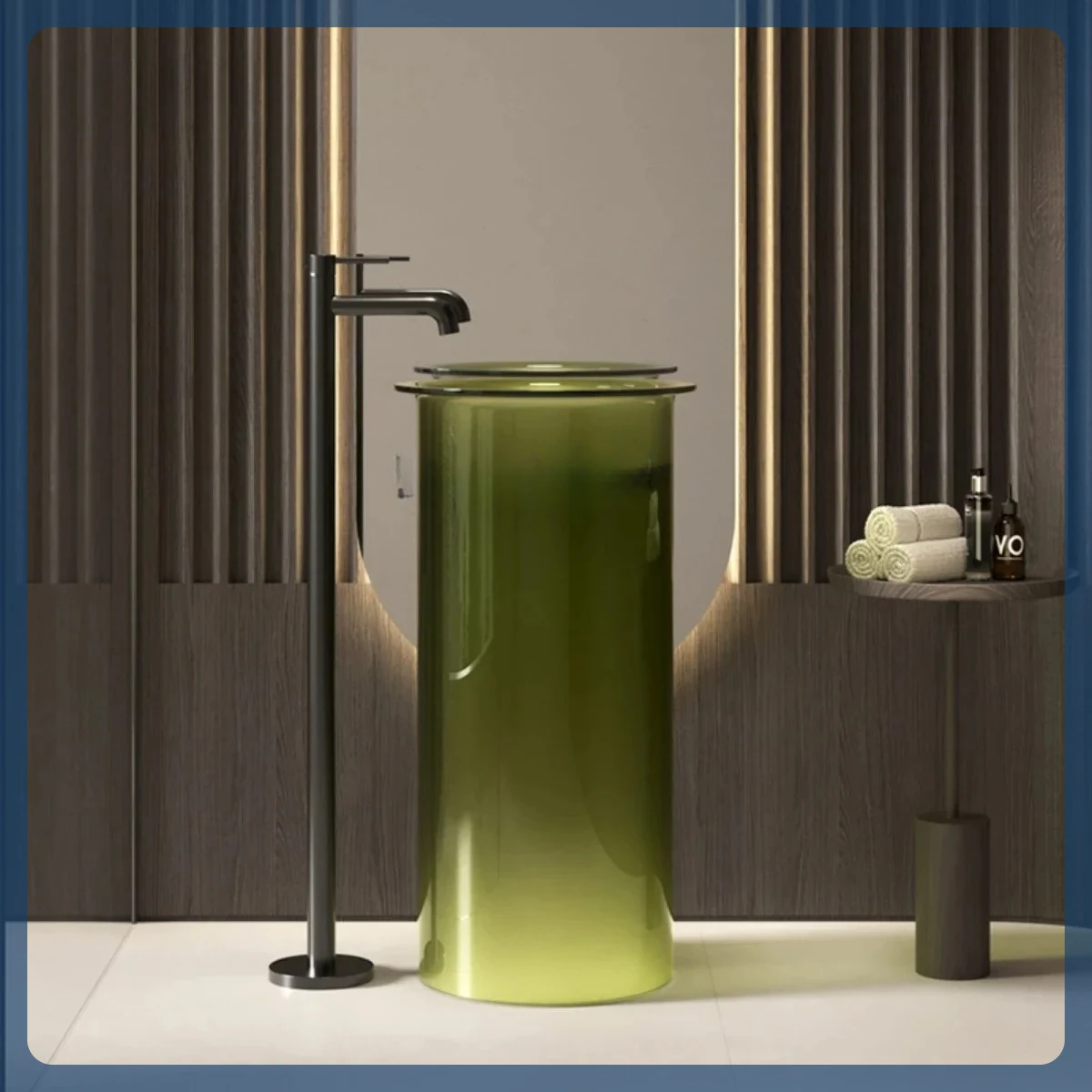 

Art transparent resin washbasin floor-to-ceiling column basin hotel bathroom washbasin53