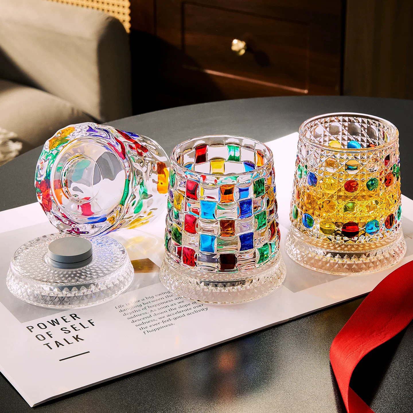 2026 New Whiskey Glasses Rotating Whisky Glass With Glass Base 360 Rotate Degrees Crystal Rum Glass For Cocktail Party Drinking view 5