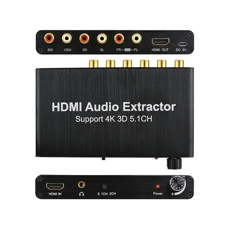 

4K@30Hz HDMI-compatible Audio Extractor 5.1CH 4K 3D Coaxial to RCA AC3/DST to 5.1 Amplifier Analog Converter for PS4 DVD HDTV