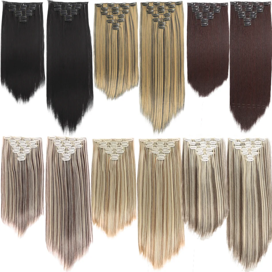 Synthetic 7 pieces/set 18inch/28inch 7-piece straight hair extensions, clip extensions, hair accessories, and extensions