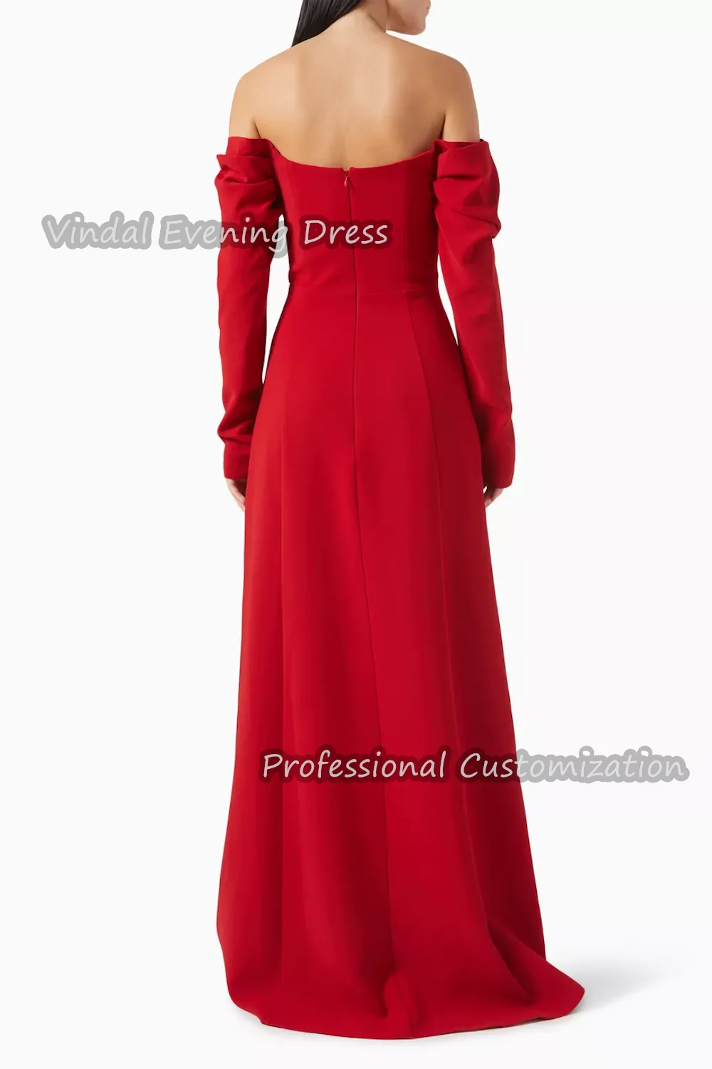 Vindal Prom Dress Off-the-shoulder Floor Length luxurious Built-in Bra Crepe A-Line Elegant Long Sleeves Saudi For Woman 2024